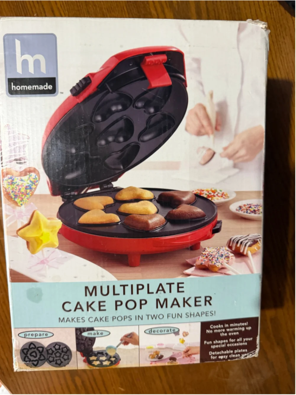 Homemade Multiplate Cake Pop Maker Heart Shapes Red Removable Plates Unused